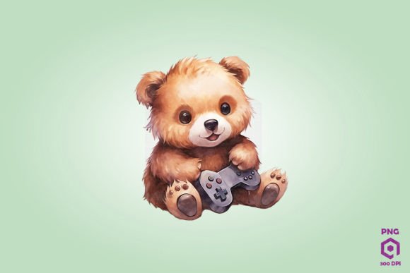 Brown Bear Playing Video Game: A Creative Asset for Digital Projects
