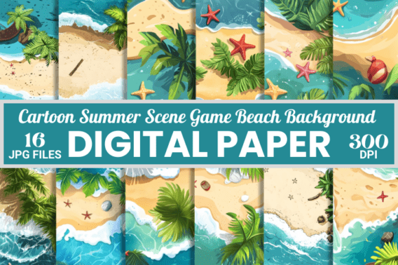 Cartoon Summer Scene Game Beach Background