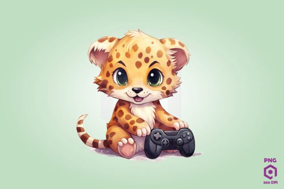 Cheetah Playing Video Game: Fun Wild Animal Designs