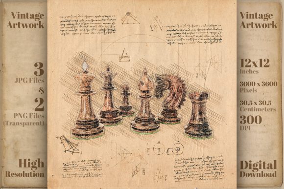 Chess Pieces Retro Drawing Game Sketch: A Unique Blend of Renaissance and Modern Design for Creative Projects