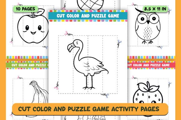 Cut Color Puzzle Game Activity Worksheet