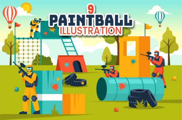Dynamic Action: The Power of Paintball Game Vector Illustrations in Visual Storytelling