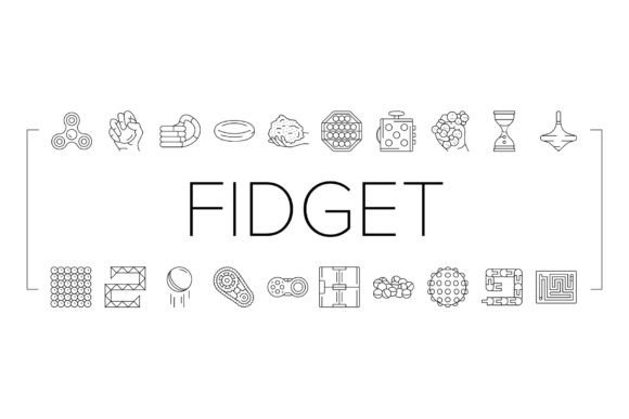 Fidget Toy Fun Antistress Game Icons Set