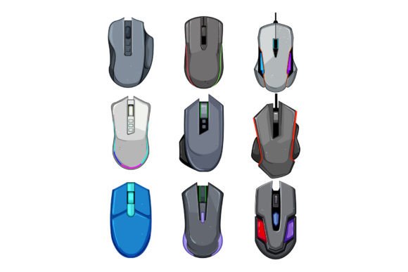 Game Mouse Set Cartoon Vector Illustration