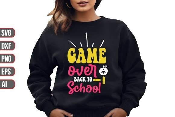Game Over Back to School SVG Design
