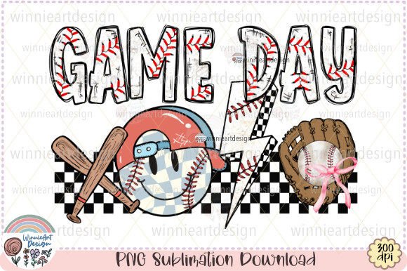 Groovy Retro Checkered Baseball Game Day Designs: A Creative Digital Asset for Modern Crafting and Personalization