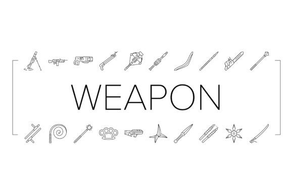 Weapon Gun Game Knife War Icons Set Vect: A Versatile Asset for Modern Design and Digital Storytelling